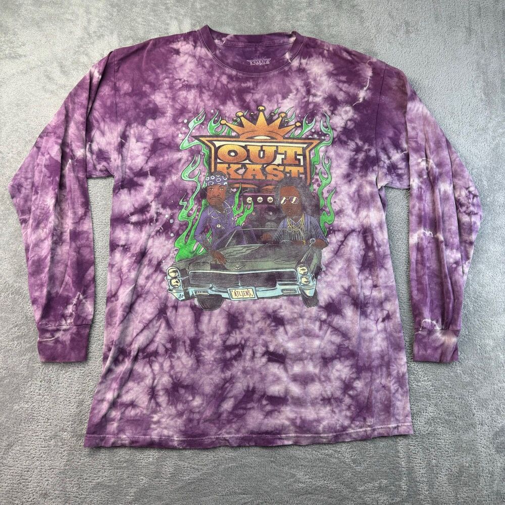 Outkast Shirt Men's Medium Purple ATLiens Tie Dye Long Sleeve Urban Outfitters